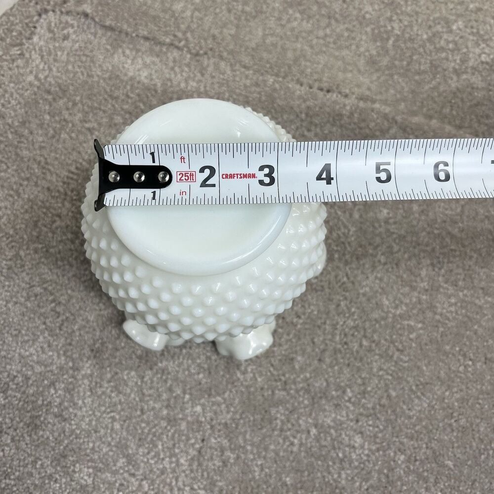 VTG Fenton White Hobnail Milk Glass Round Vase With Crimped Ruffled Edges 5 1/2” - Picture 6 of 6